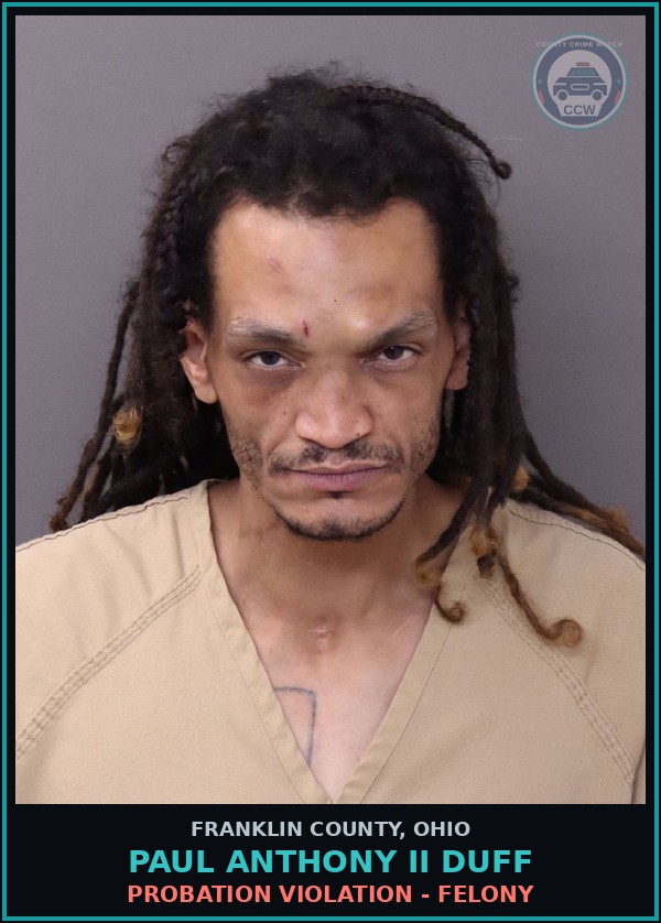 Booking mugshot of Paul Anthony Ii Duff in Franklin County