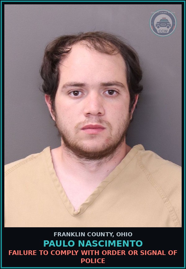 Booking mugshot of Paulo Nascimento in Franklin County
