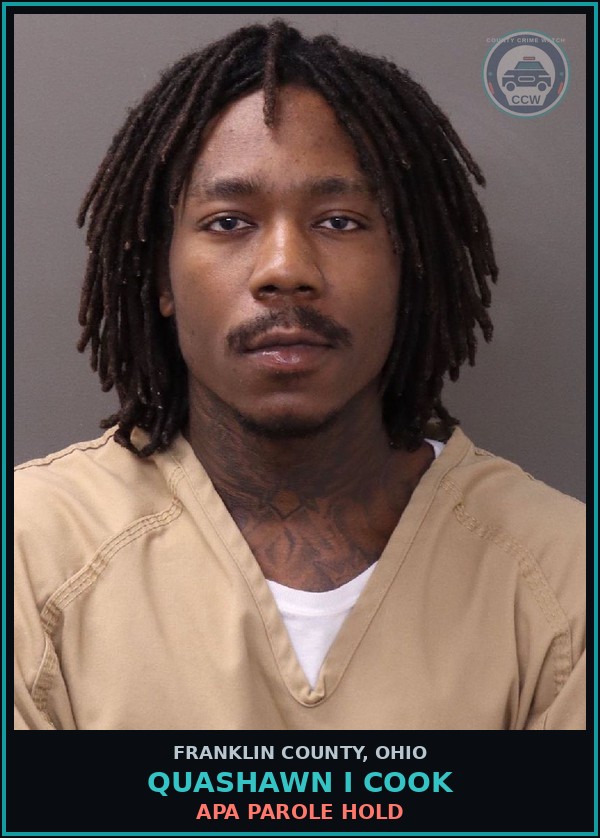 Booking mugshot of Quashawn I Cook in Franklin County