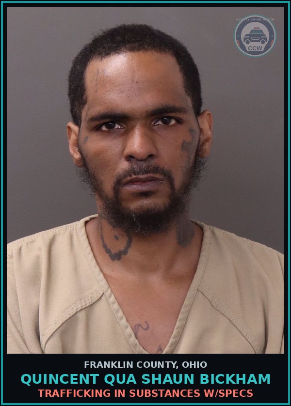 Booking mugshot of Quincent Qua Shaun Bickham in Franklin County