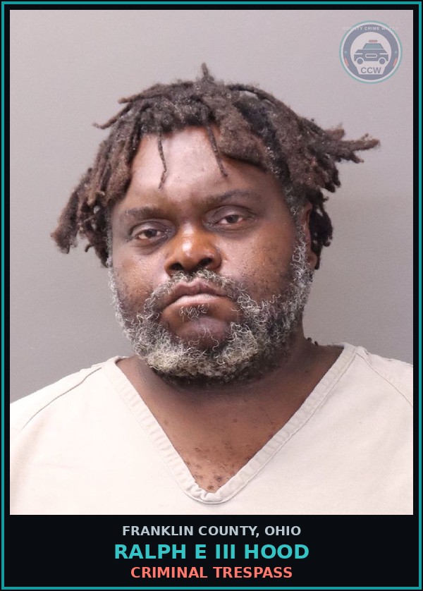 Booking mugshot of Ralph E Iii Hood in Franklin County