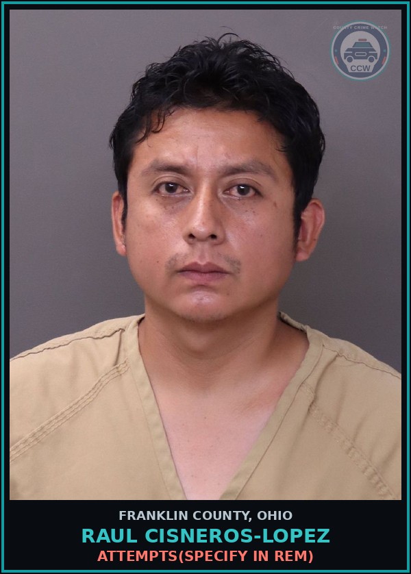 Booking mugshot of Raul Cisneros-Lopez in Franklin County