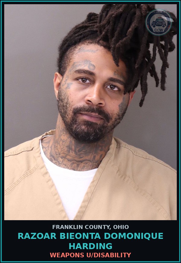 Booking mugshot of Razoar Bieonta Domonique Harding in Franklin County