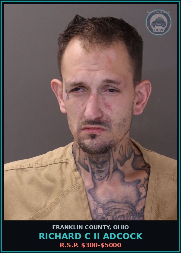 Booking mugshot of Richard C Ii Adcock in Franklin County