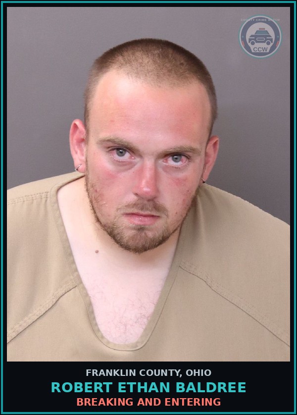 Booking mugshot of Robert Ethan Baldree in Franklin County