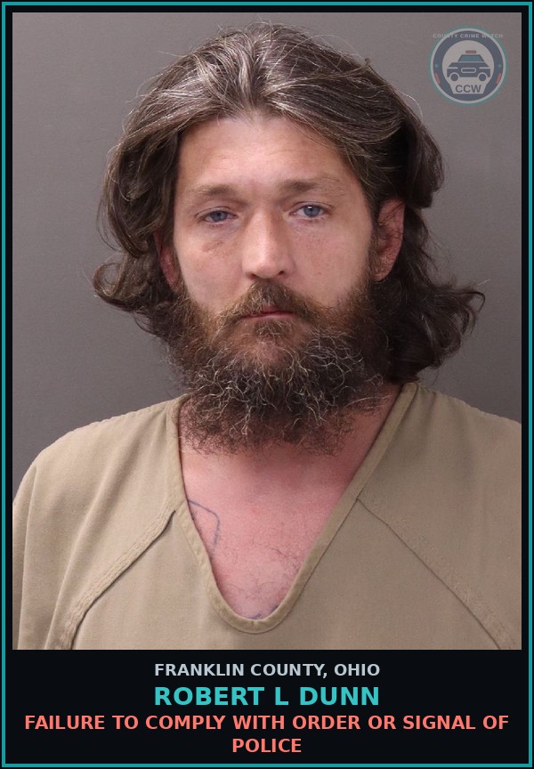 Booking mugshot of Robert L Dunn in Franklin County