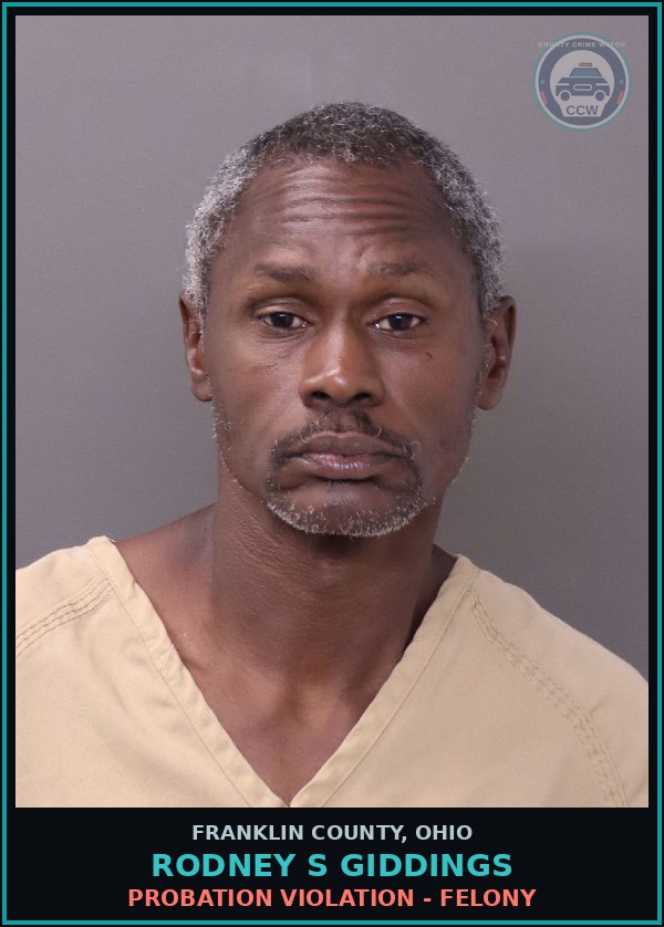 Booking mugshot of Rodney S Giddings in Franklin County