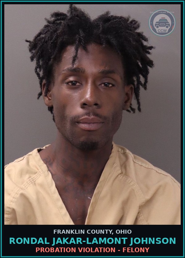 Booking mugshot of Rondal Jakar-Lamont Johnson in Franklin County
