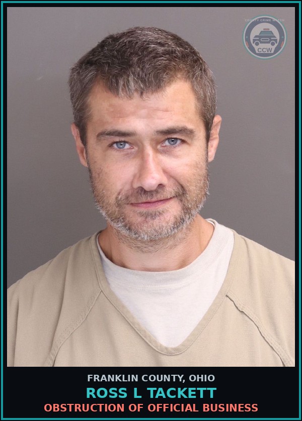 Booking mugshot of Ross L Tackett in Franklin County