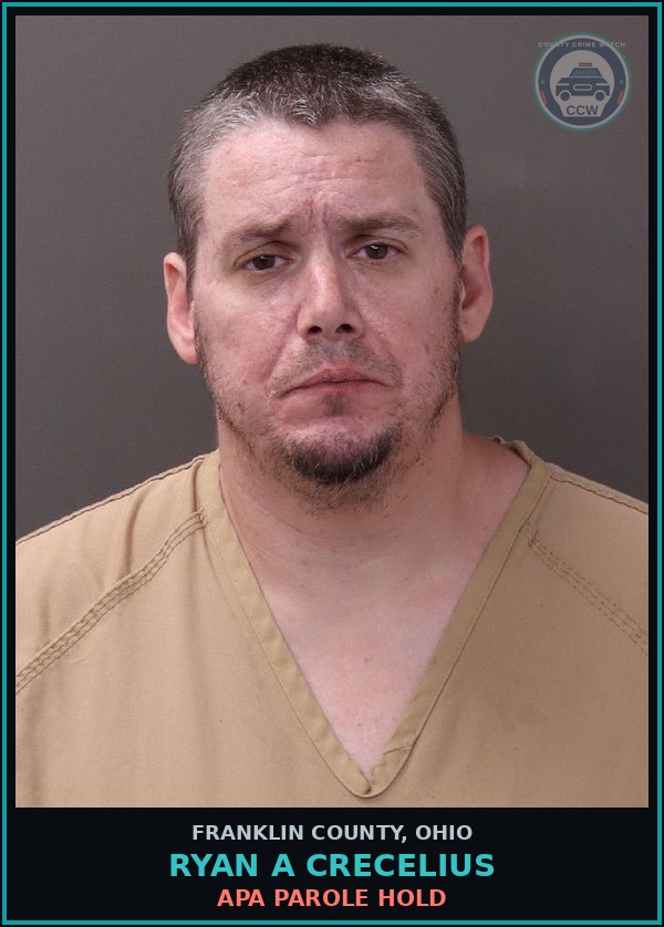 Booking mugshot of Ryan A Crecelius in Franklin County