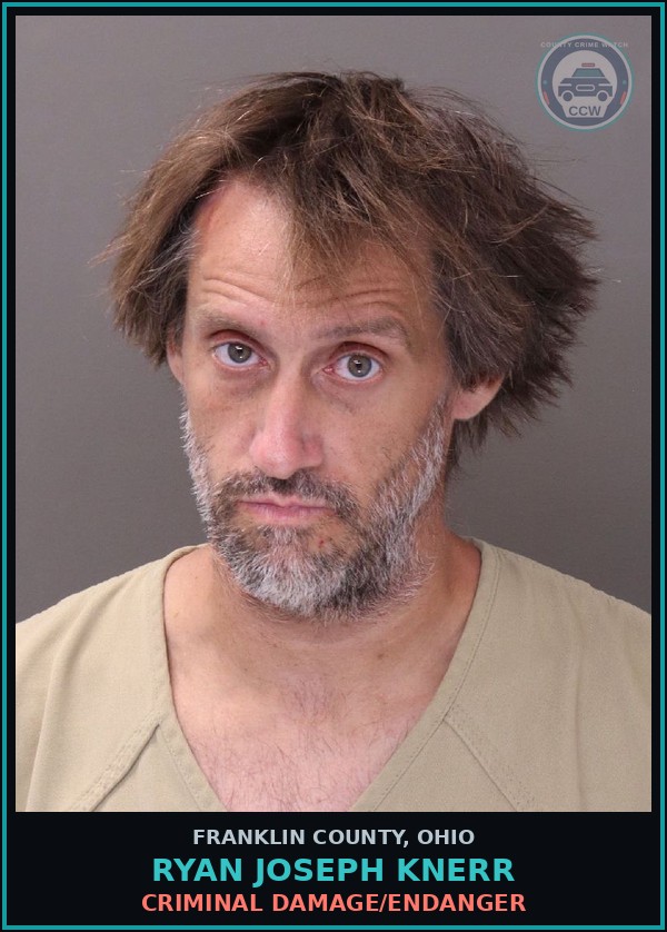 Booking mugshot of Ryan Joseph Knerr in Franklin County