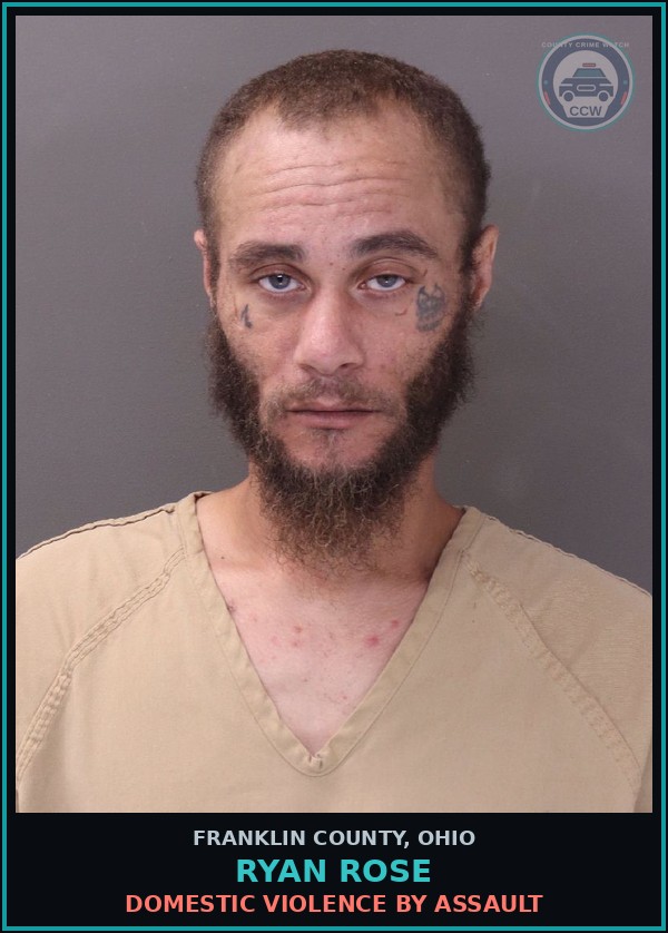 Booking mugshot of Ryan Rose in Franklin County