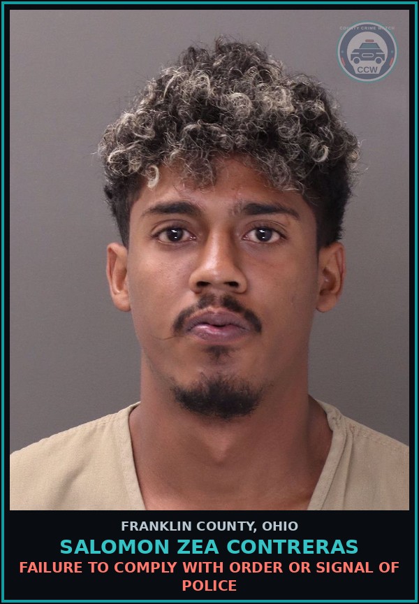 Booking mugshot of Salomon Zea Contreras in Franklin County