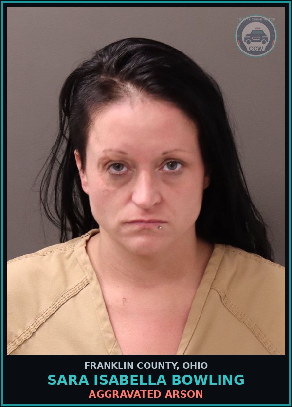 Booking mugshot of Sara Isabella Bowling in Franklin County