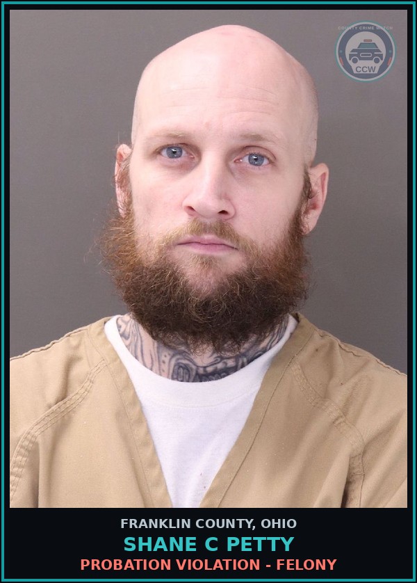 Booking mugshot of Shane C Petty in Franklin County