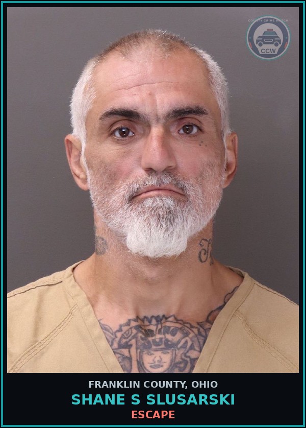 Booking mugshot of Shane S Slusarski in Franklin County