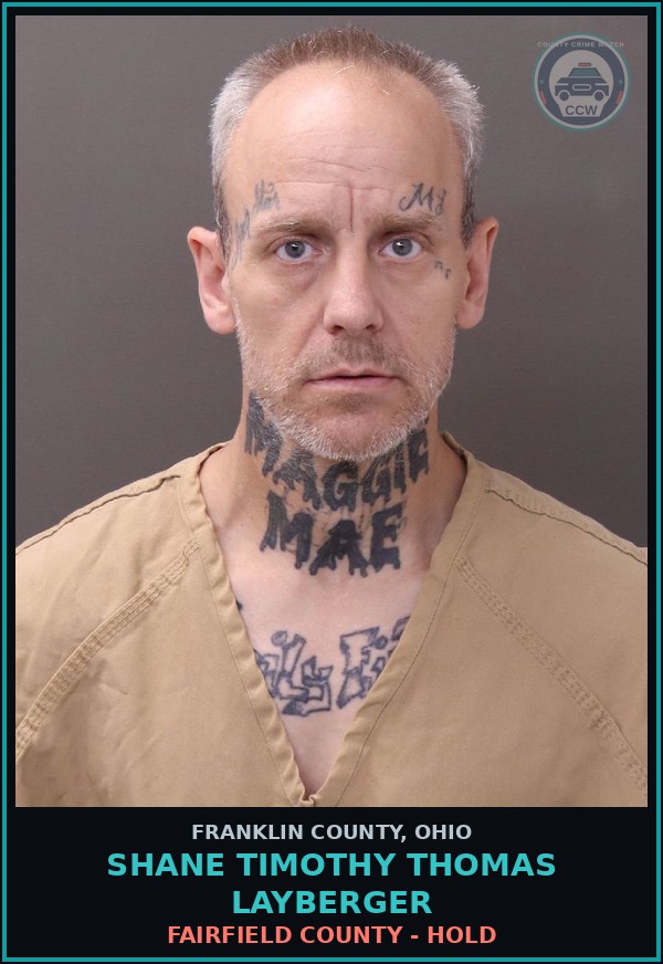 Booking mugshot of Shane Timothy Thomas Layberger in Franklin County