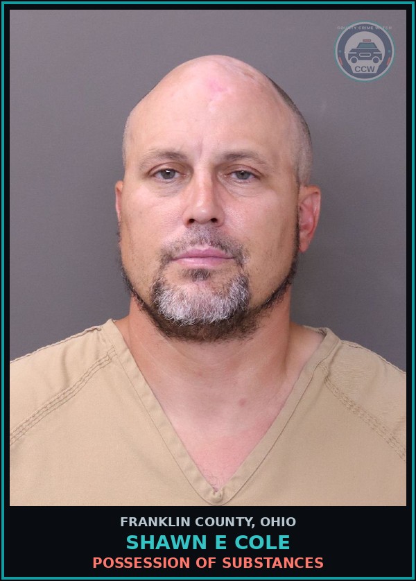 Booking mugshot of Shawn E Cole in Franklin County