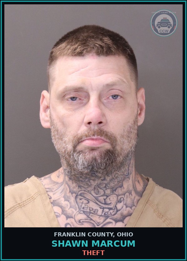 Booking mugshot of Shawn Marcum in Franklin County