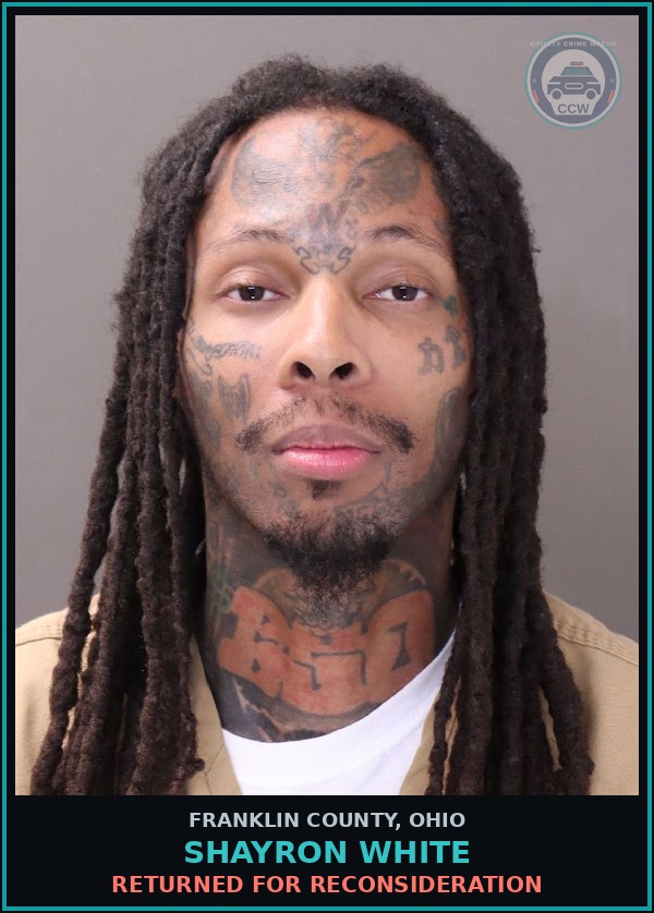 Booking mugshot of Shayron White in Franklin County