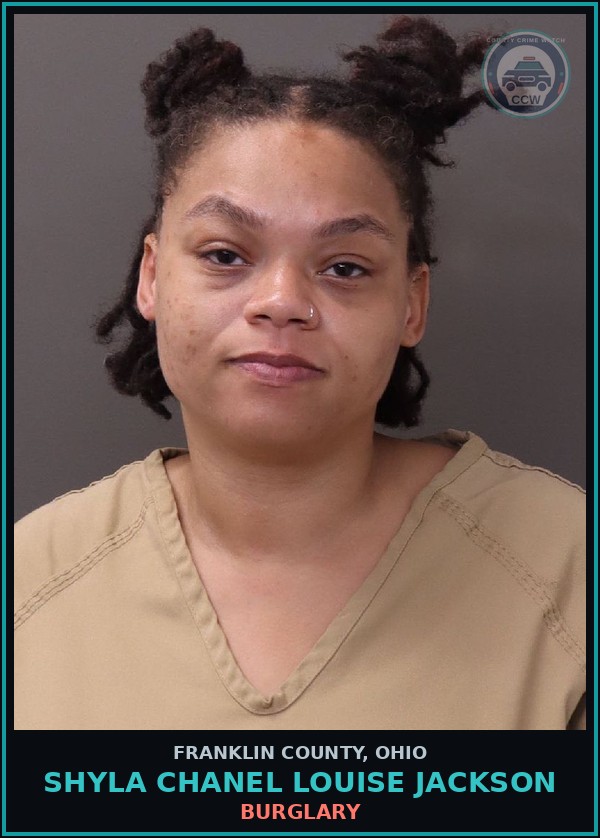 Booking mugshot of Shyla Chanel Louise Jackson in Franklin County