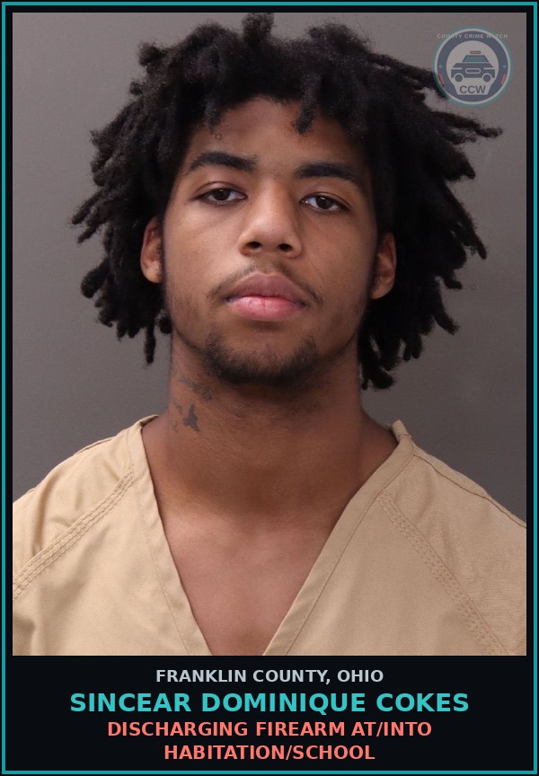 Booking mugshot of Sincear Dominique Cokes in Franklin County
