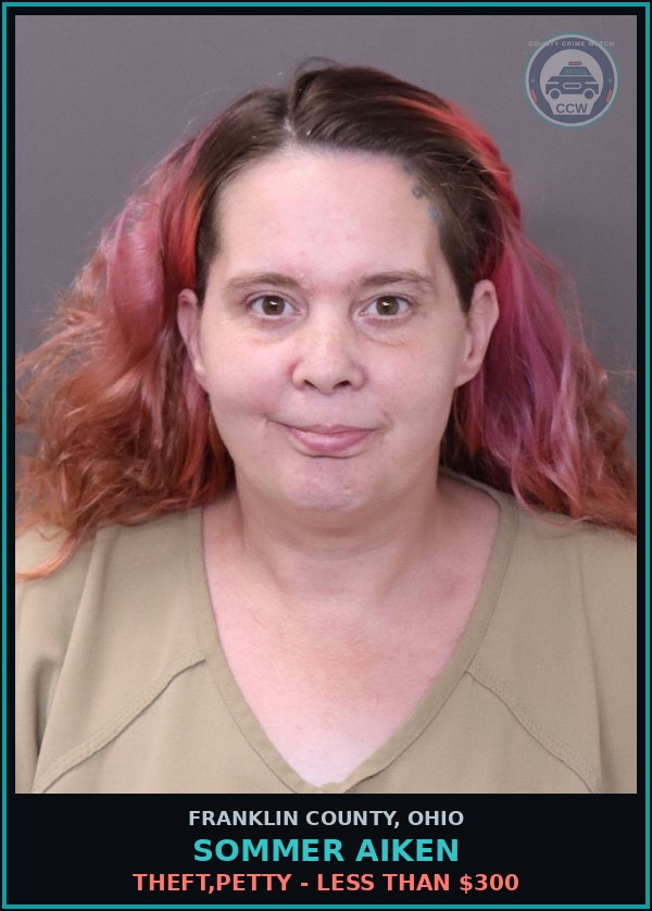 Booking mugshot of Sommer Aiken in Franklin County