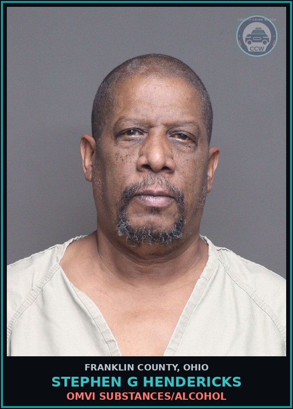 Booking mugshot of Stephen G Hendericks in Franklin County