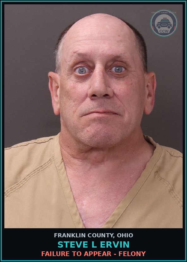 Booking mugshot of Steve L Ervin in Franklin County