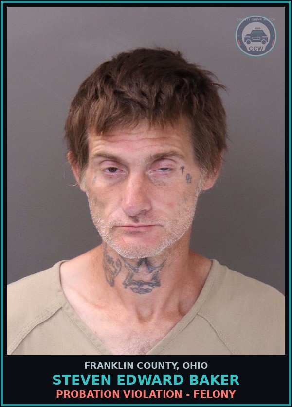 Booking mugshot of Steven Edward Baker in Franklin County