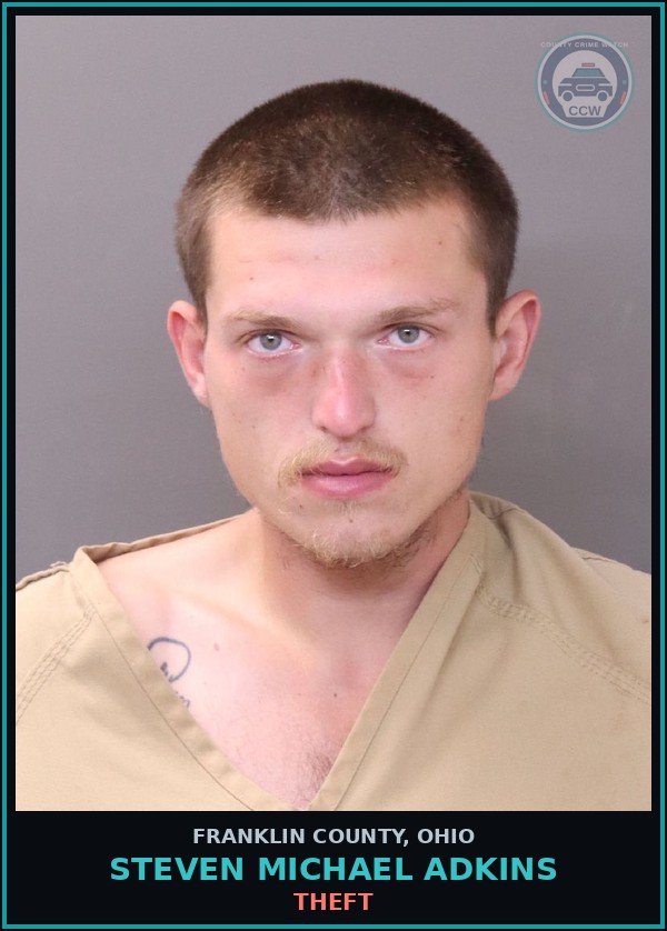 Booking mugshot of Steven Michael Adkins in Franklin County