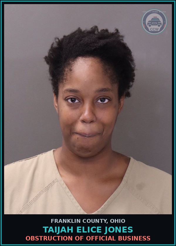 Booking mugshot of Taijah Elice Jones in Franklin County