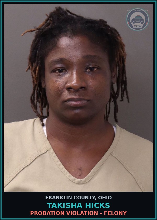 Booking mugshot of Takisha Hicks in Franklin County