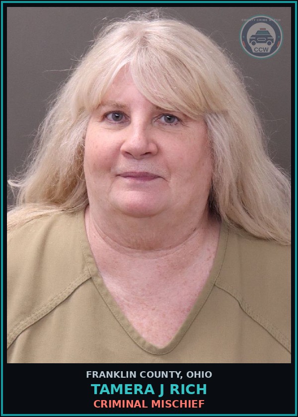 Booking mugshot of Tamera J Rich in Franklin County