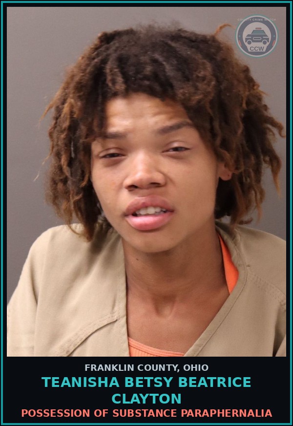 Booking mugshot of Teanisha Betsy Beatrice Clayton in Franklin County