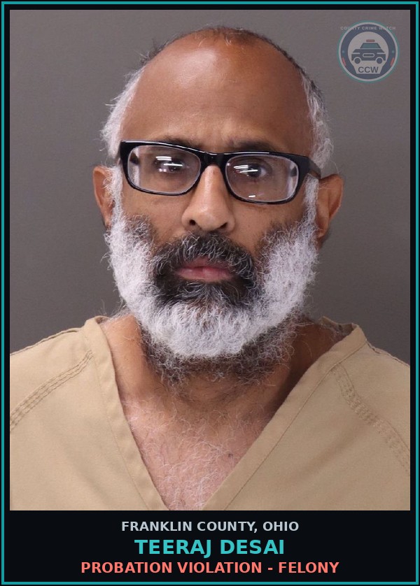 Booking mugshot of Teeraj Desai in Franklin County