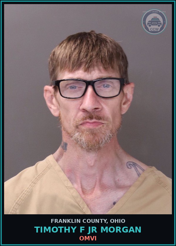 Booking mugshot of Timothy F Jr Morgan in Franklin County