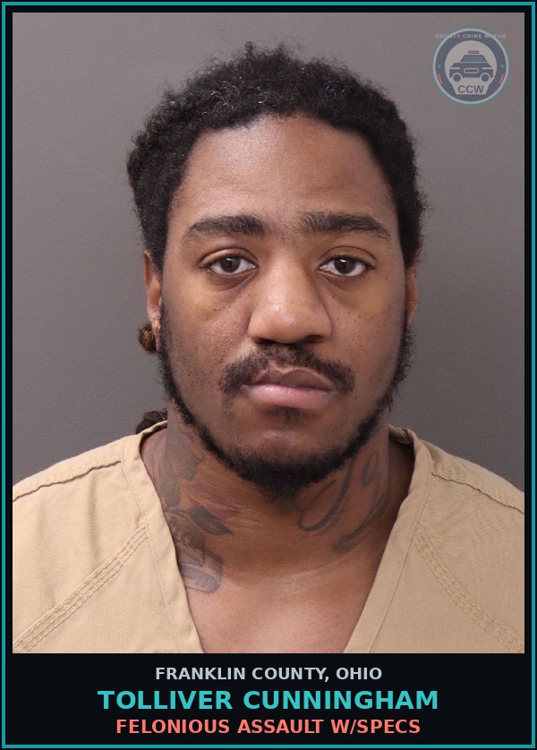 Booking mugshot of Tolliver Cunningham in Franklin County