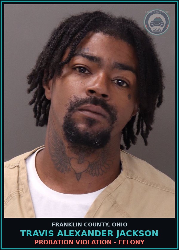 Booking mugshot of Travis Alexander Jackson in Franklin County