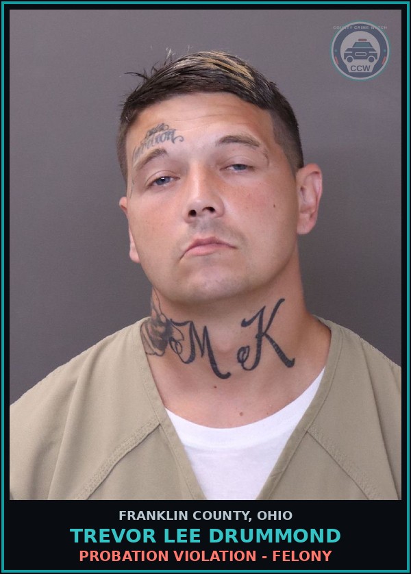 Booking mugshot of Trevor Lee Drummond in Franklin County