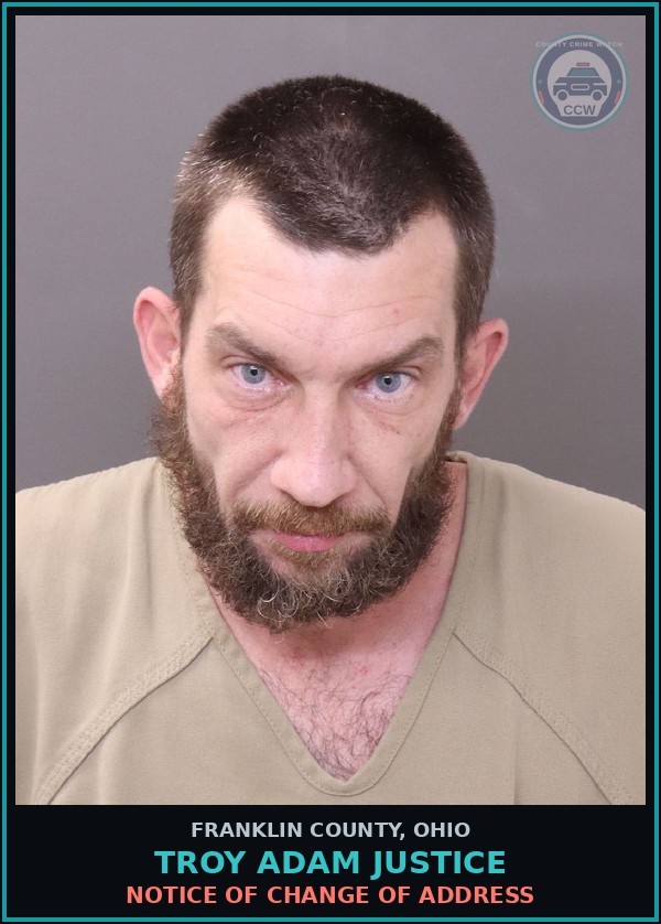 Booking mugshot of Troy Adam Justice in Franklin County