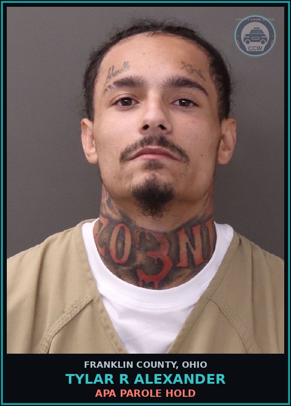 Booking mugshot of Tylar R Alexander in Franklin County