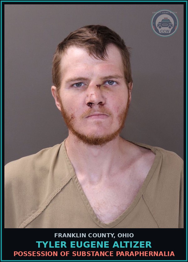Booking mugshot of Tyler Eugene Altizer in Franklin County