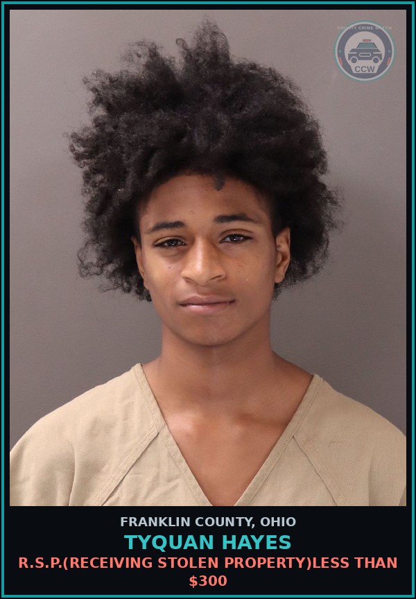 Booking mugshot of Tyquan Hayes in Franklin County