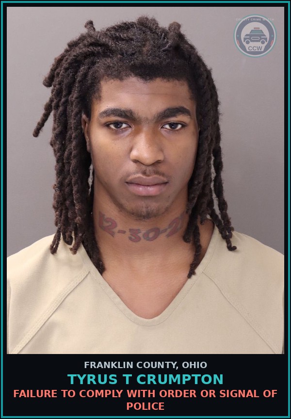 Booking mugshot of Tyrus T Crumpton in Franklin County
