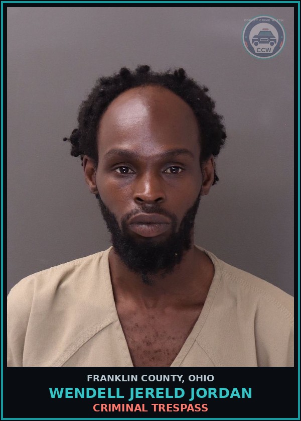 Booking mugshot of Wendell Jereld Jordan in Franklin County