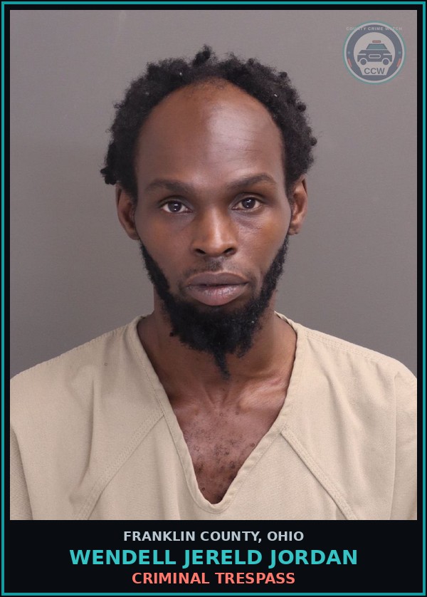Booking mugshot of Wendell Jereld Jordan in Franklin County