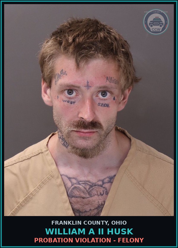 Booking mugshot of William A Ii Husk in Franklin County