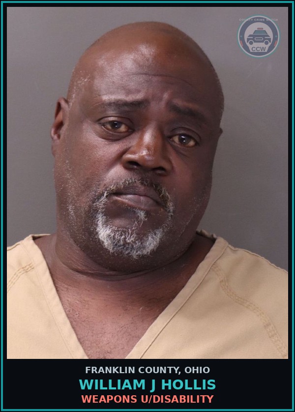 Booking mugshot of William J Hollis in Franklin County