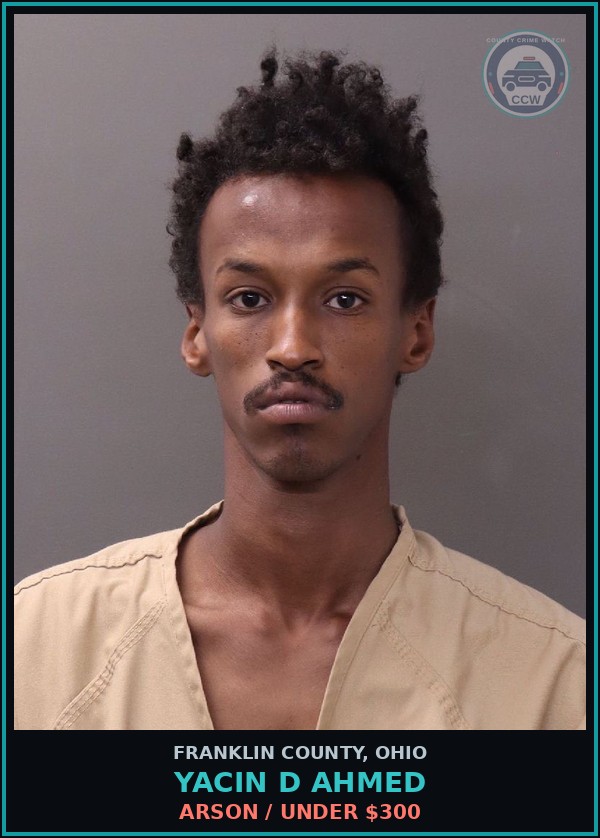 Booking mugshot of Yacin D Ahmed in Franklin County